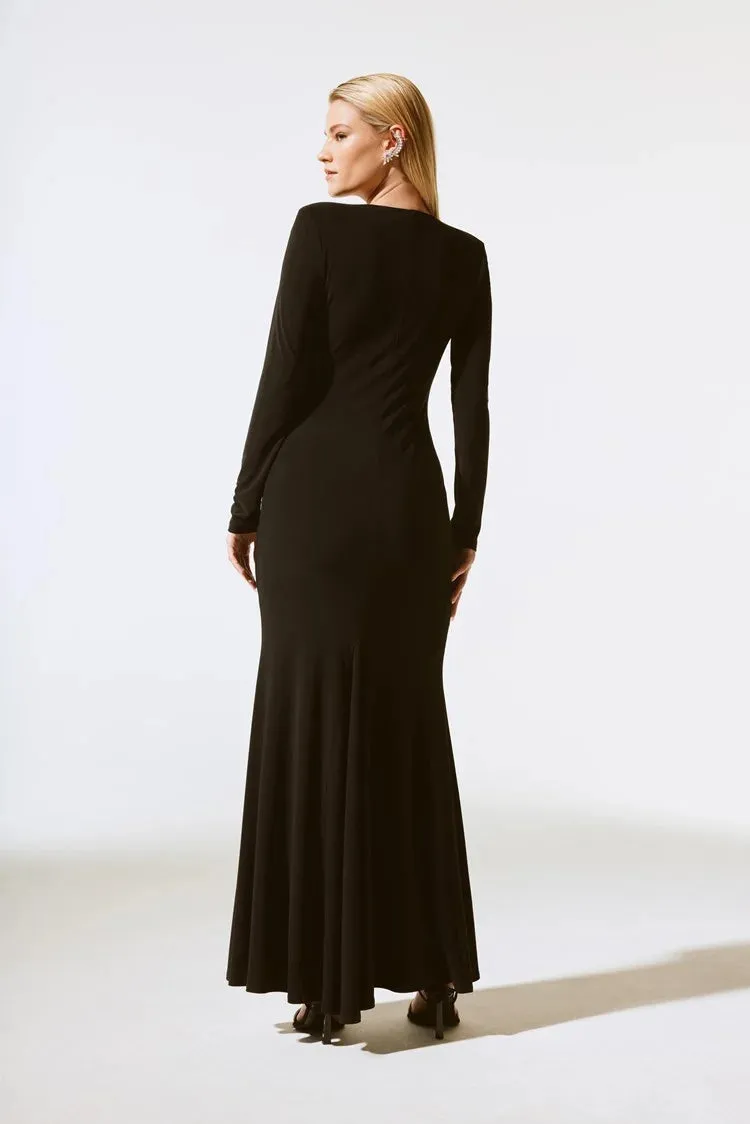 Joseph Ribkoff Black Soft Silky Knit Trumpet Gown