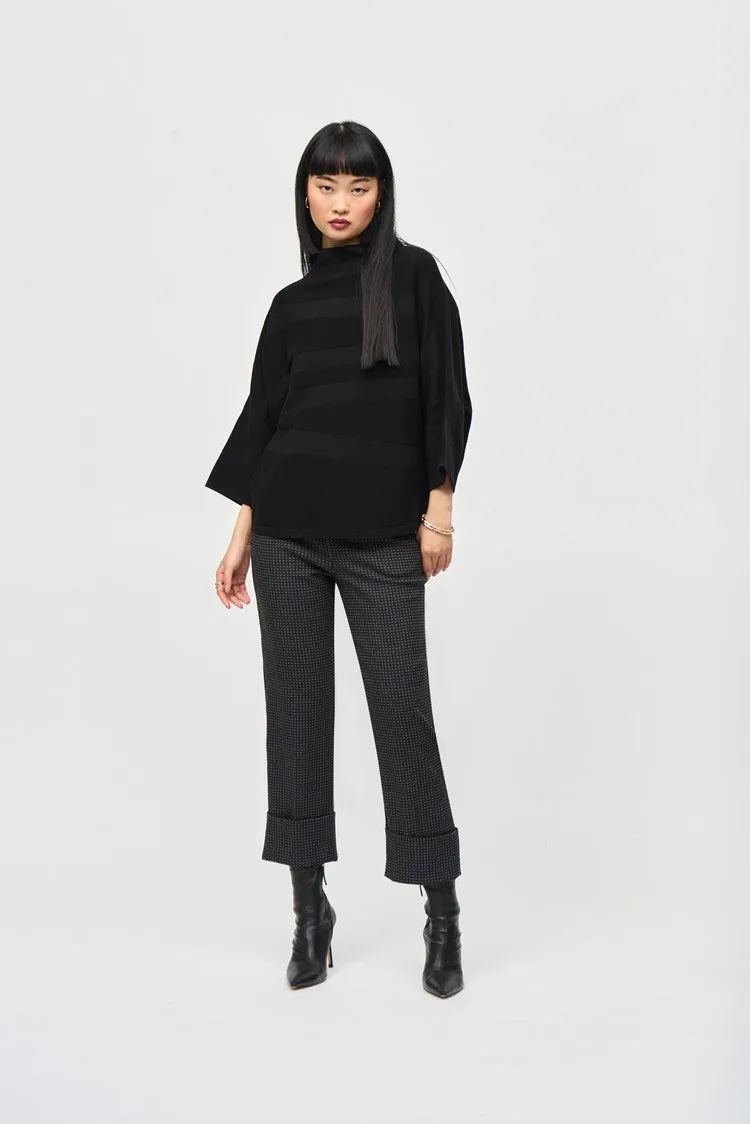 Joseph Ribkoff Black Sweater Knit Mock Neck Boxy Top