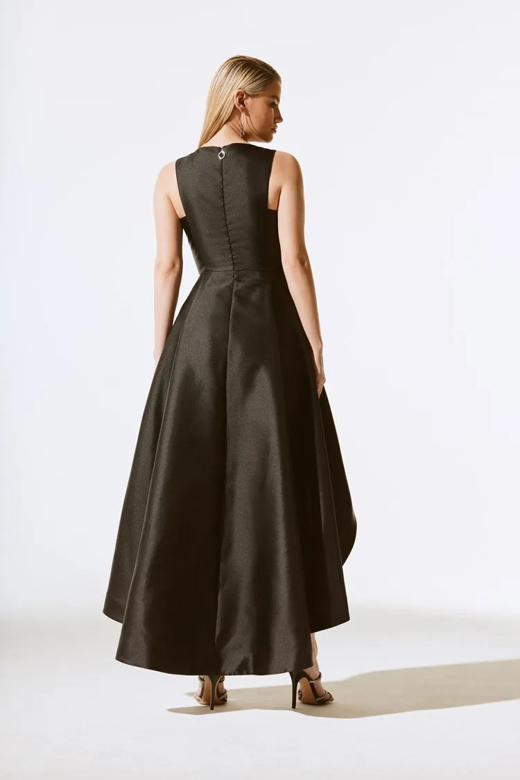 Joseph Ribkoff Black Woven Twill Fit And Flare Gown