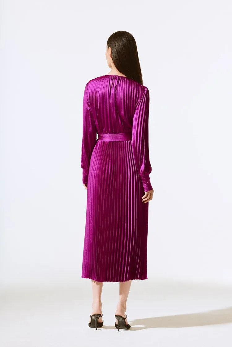 Joseph Ribkoff Empress Satin Pleated Midi Dress