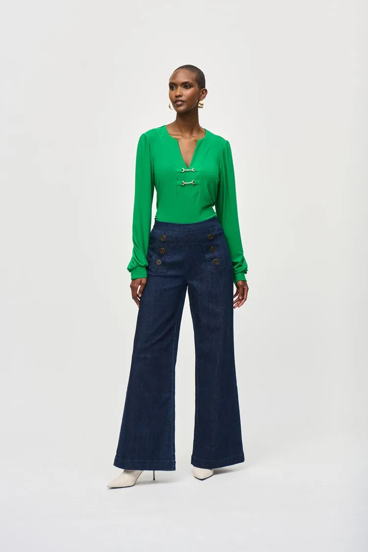 Joseph Ribkoff Indigo High-Rise Wide Leg Denim Pants