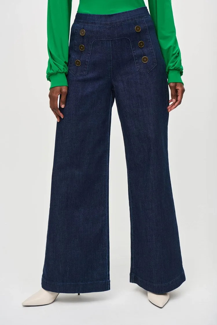 Joseph Ribkoff Indigo High-Rise Wide Leg Denim Pants