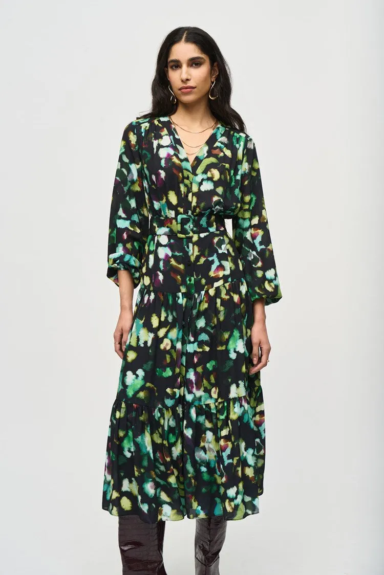 Joseph Ribkoff Multi Abstract Print Georgette Maxi Dress