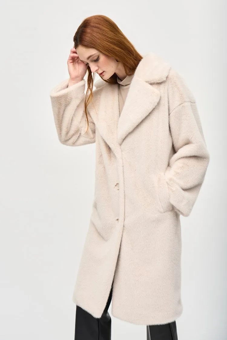 Joseph Ribkoff Vanilla Faux Fur Straight Coat