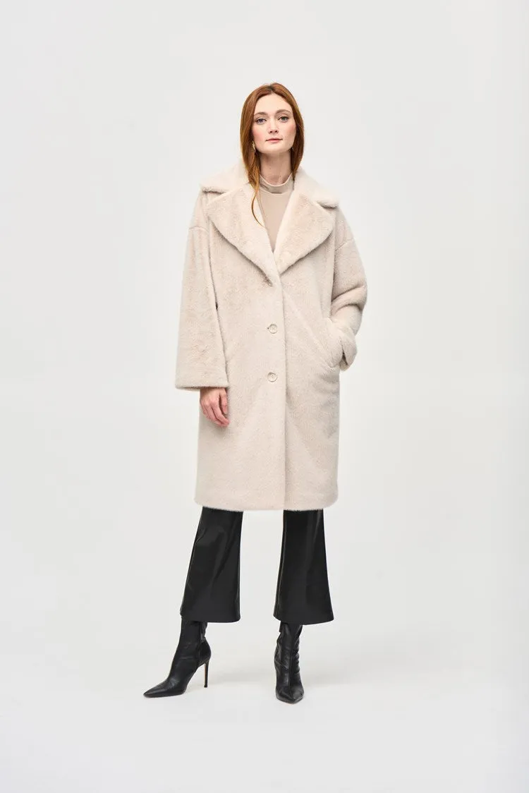 Joseph Ribkoff Vanilla Faux Fur Straight Coat