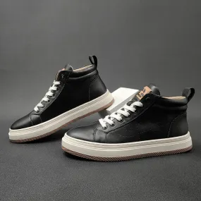 Men Fashion Breathable Leather Casual High Top Shoes