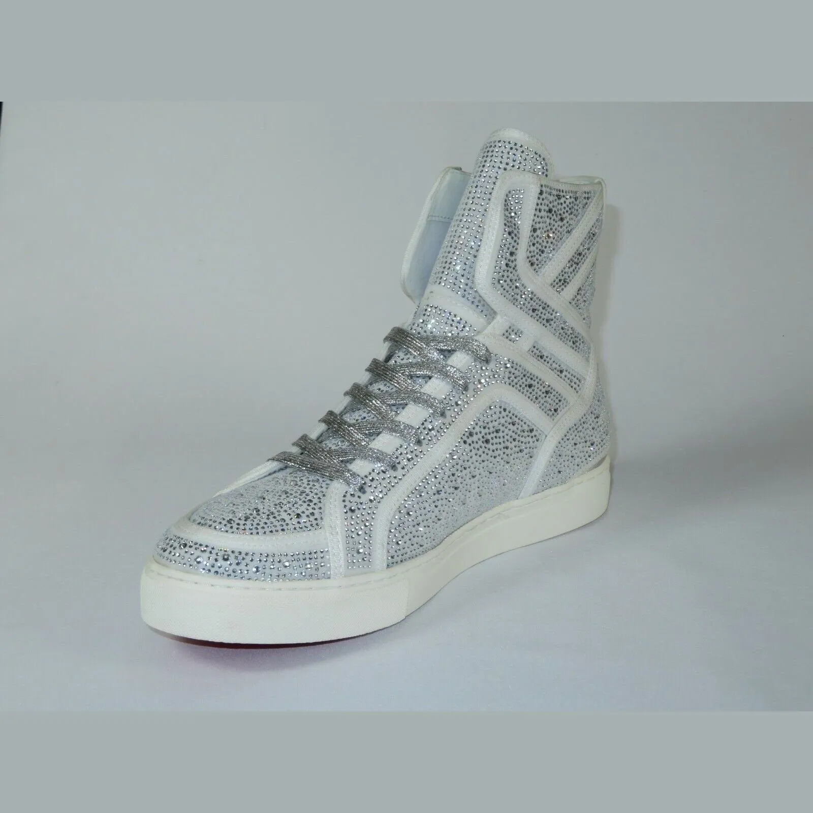 Men High Top Shoes By FIESSO AURELIO GARCIA ,Fancy Rhine stones 2402 White