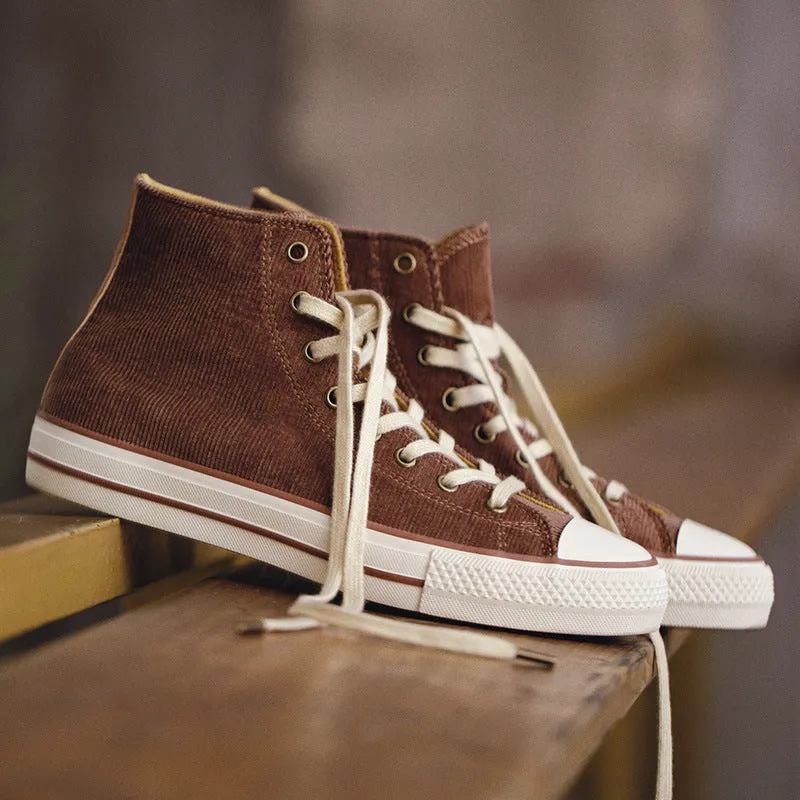 Men Minimalist Fashion Corduroy High Top Casual Shoes