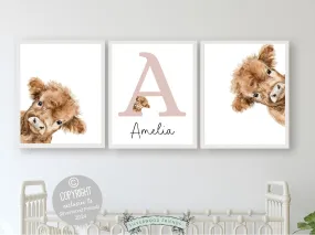 Peeking Highland Cow Nursery Prints - Personalised 001