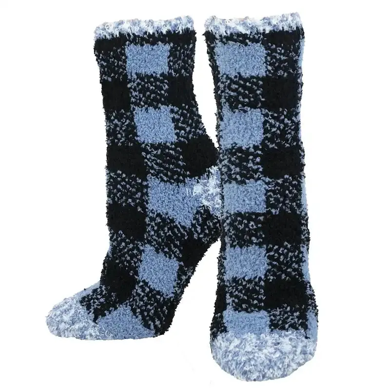 'Plaid' Printed Plush Women's Socks