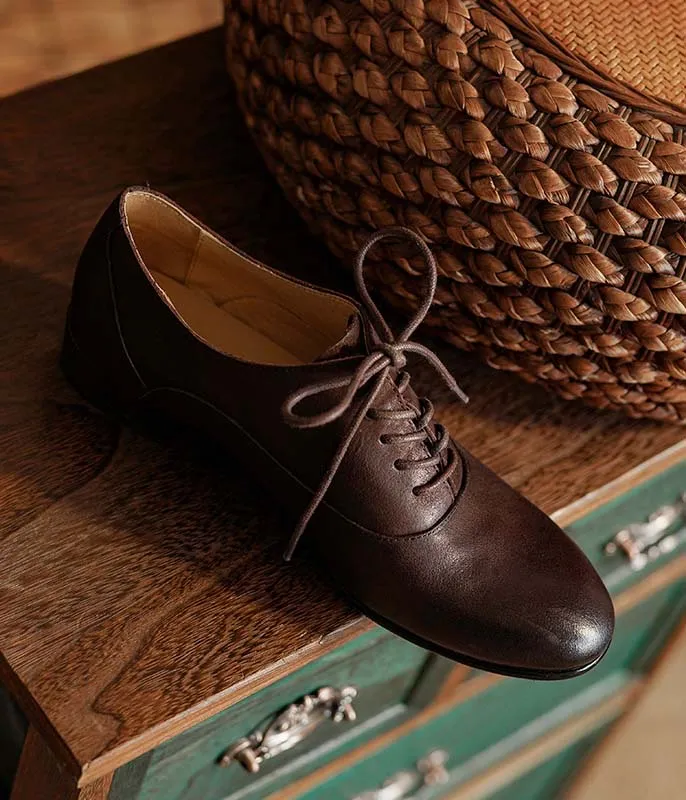 Pointed Toe Lace-up British Style Leather Shoes Spring