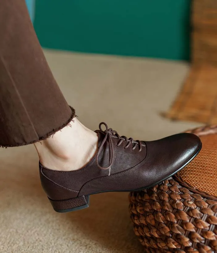 Pointed Toe Lace-up British Style Leather Shoes Spring