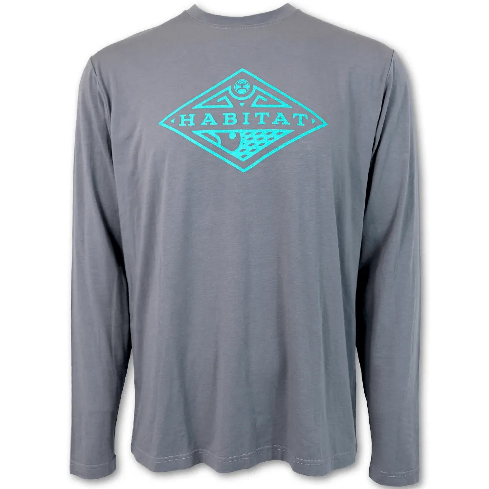 "Graphite" Grey/Turquoise Long Sleeve Tee