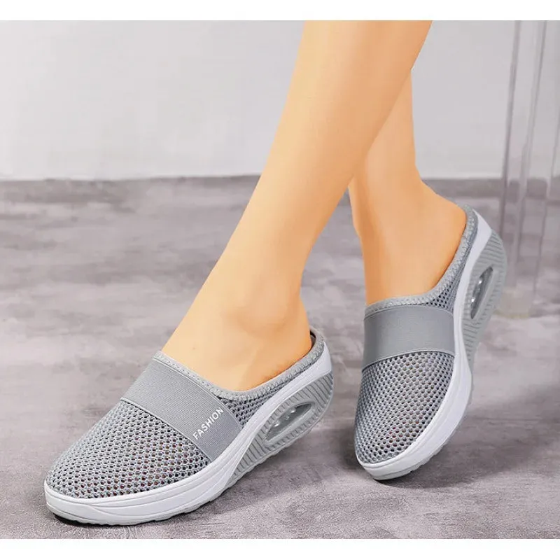 Shoes Air Women Walking Cushion Slip-On  Orthopedic Diabetic Ladies Platform Mules Mesh Lightweight Slipper Wedge Female Sneaker