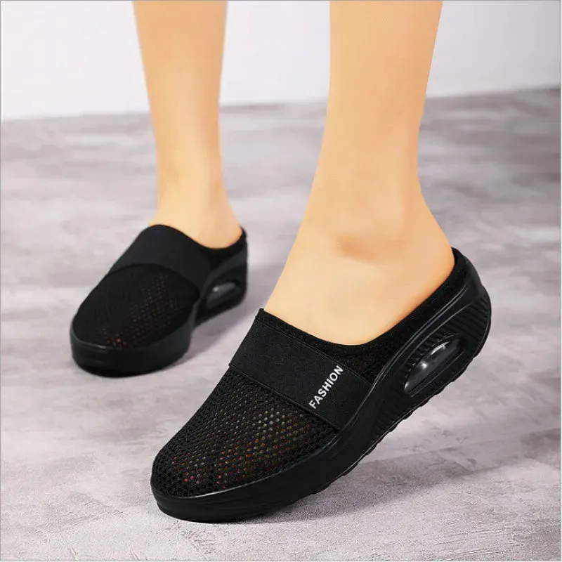 Shoes Air Women Walking Cushion Slip-On  Orthopedic Diabetic Ladies Platform Mules Mesh Lightweight Slipper Wedge Female Sneaker