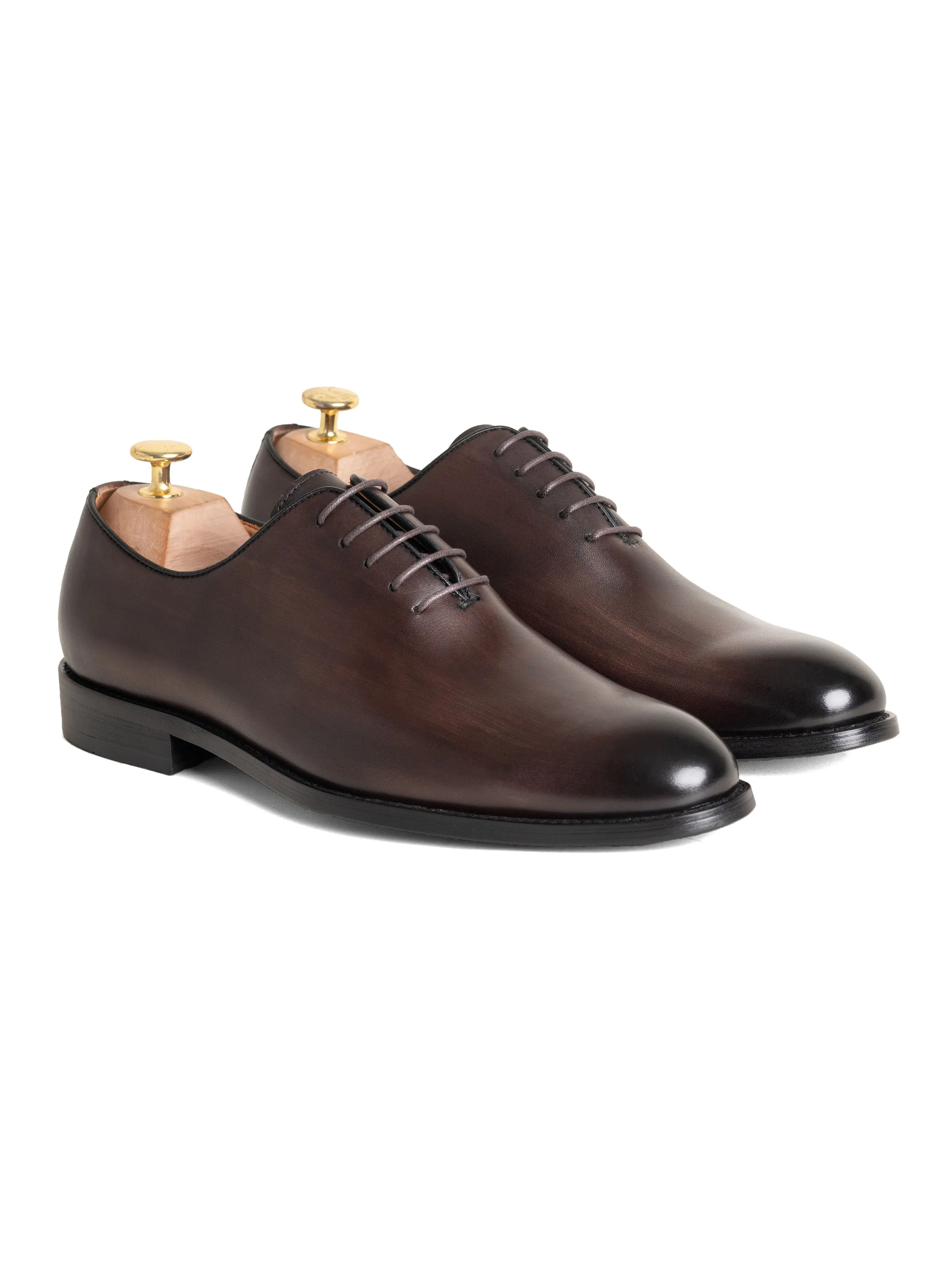 Wholecut Oxford  - Dark Brown Lace up (Hand Painted Patina)