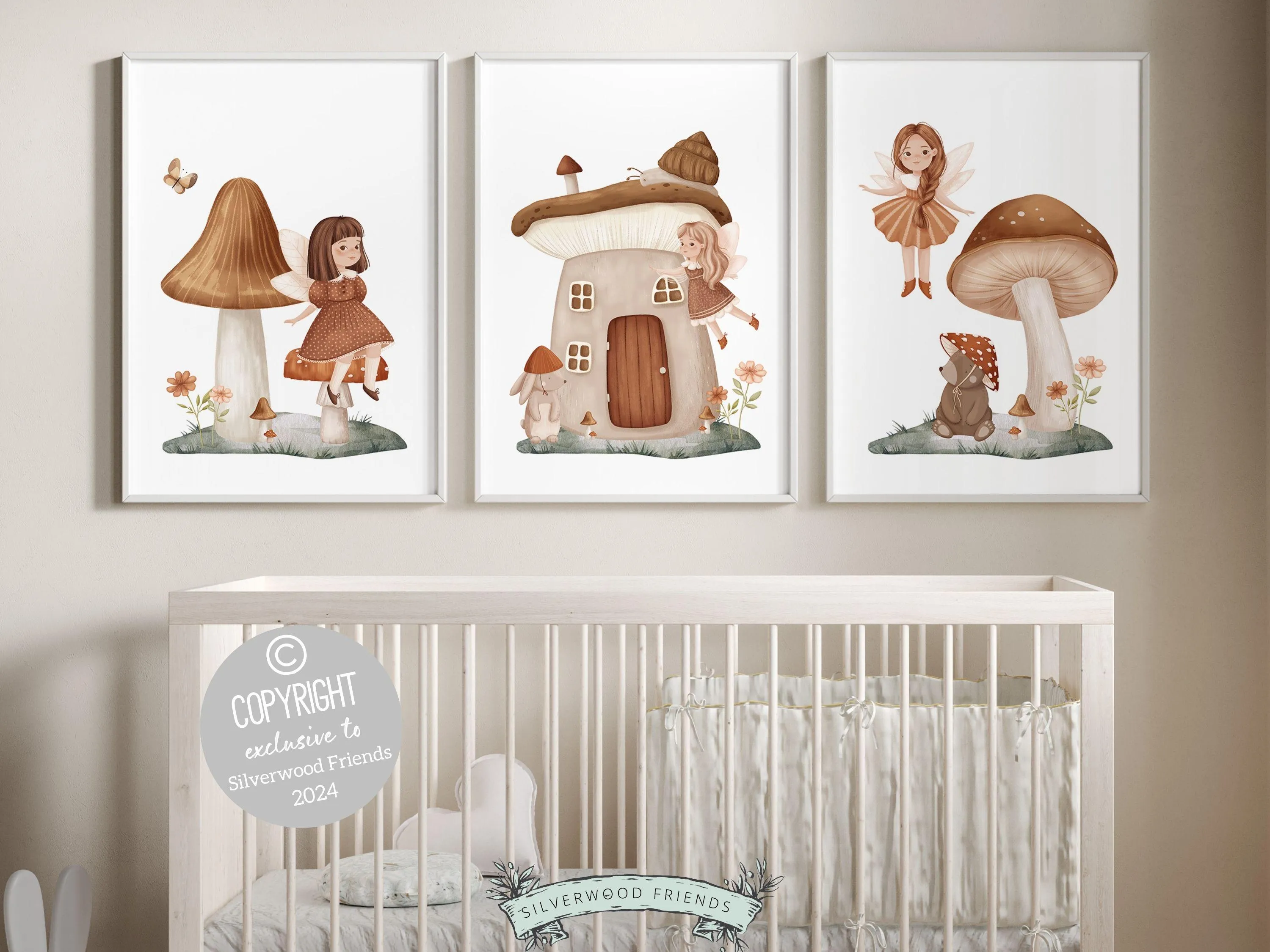 Wildflower Fairy Mushroom Nursery Prints - 003