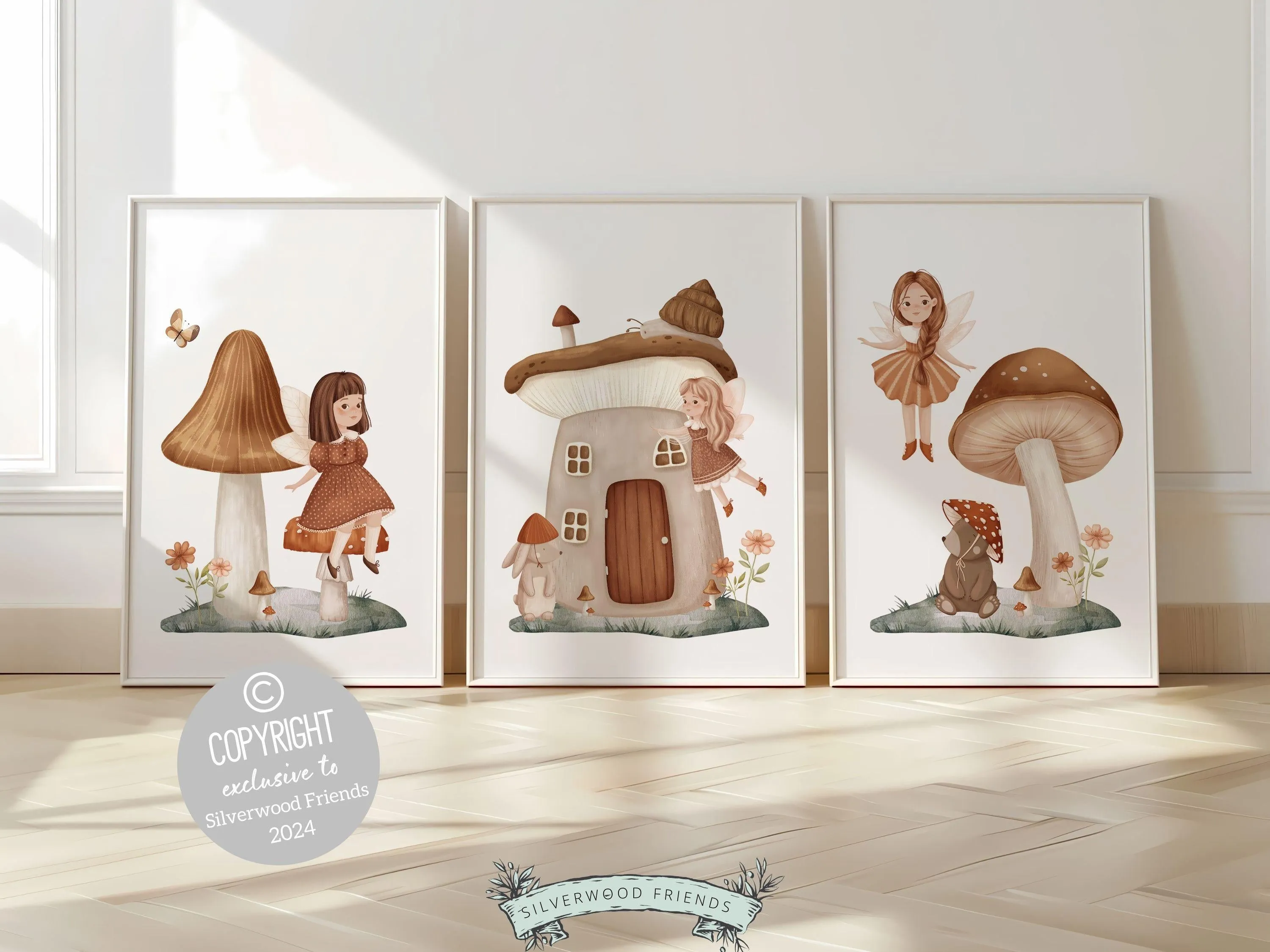 Wildflower Fairy Mushroom Nursery Prints - 003