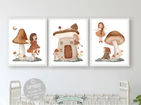 Wildflower Fairy Mushroom Nursery Prints - 003