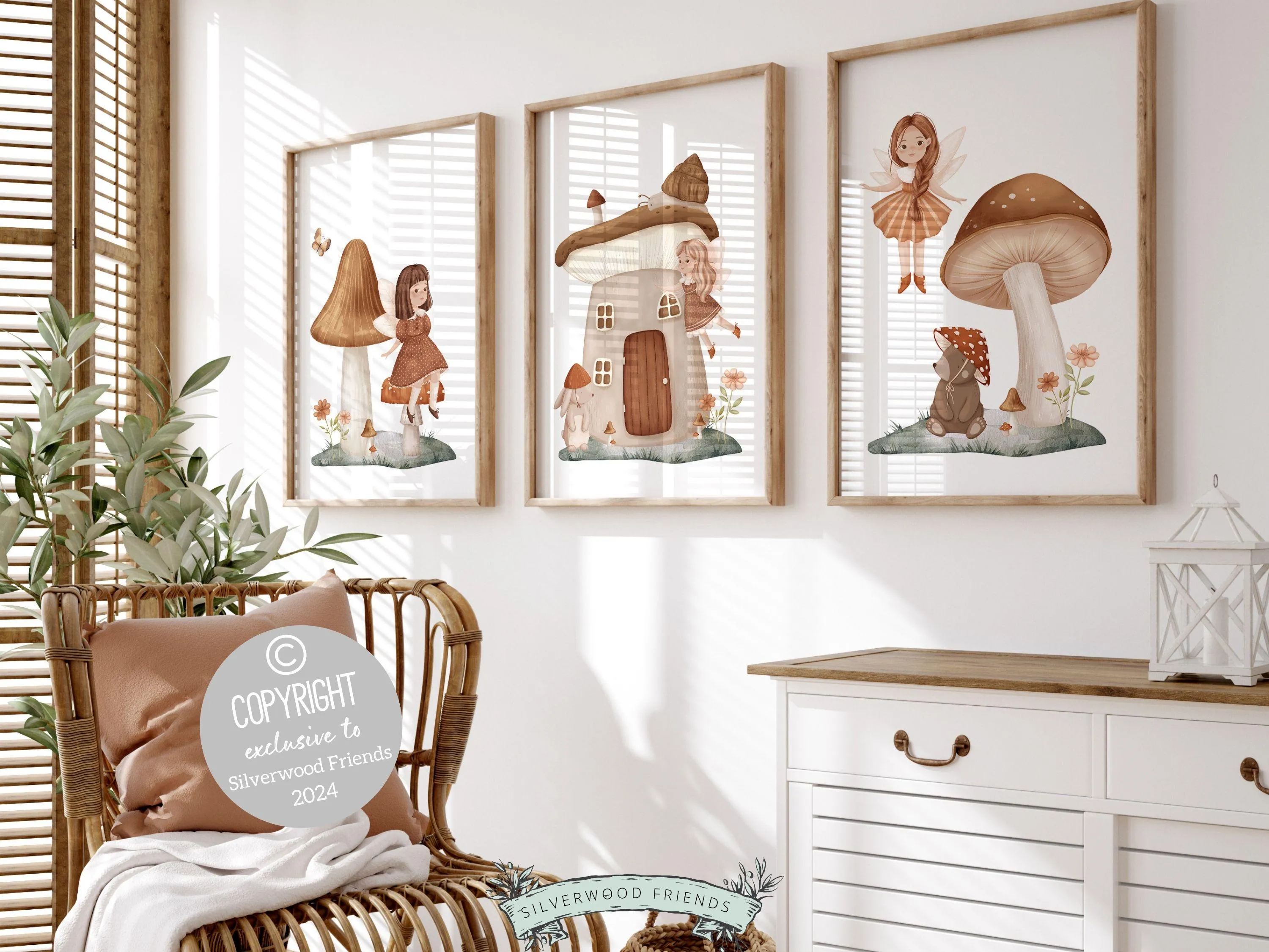 Wildflower Fairy Mushroom Nursery Prints - 003