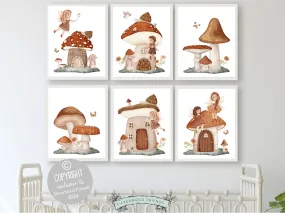 Wildflower Fairy Mushroom Nursery Prints - Set of 6 - 002