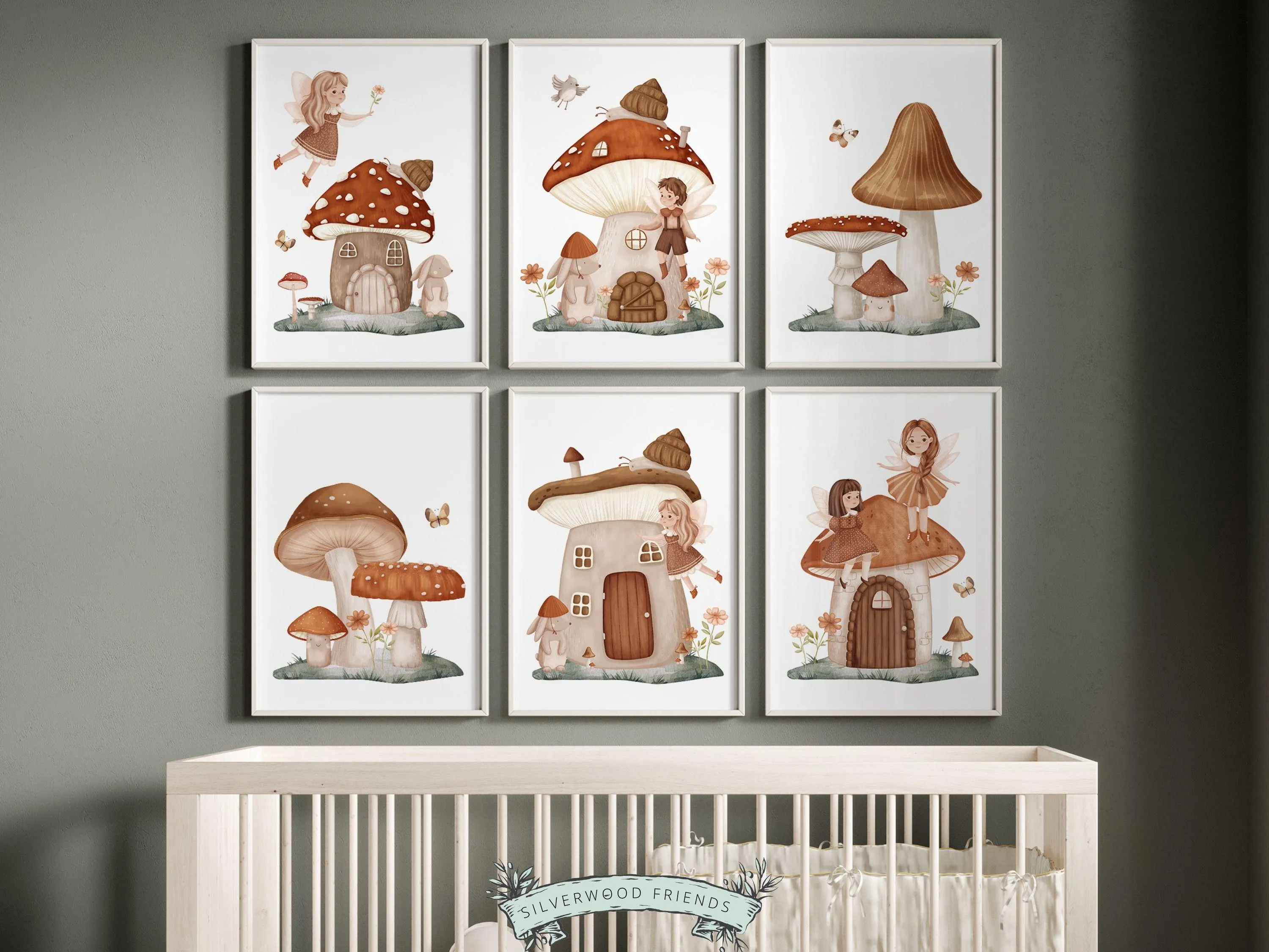 Wildflower Fairy Mushroom Nursery Prints - Set of 6 - 002