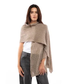 Women's Cashmere Pointelle Wrap Taupe